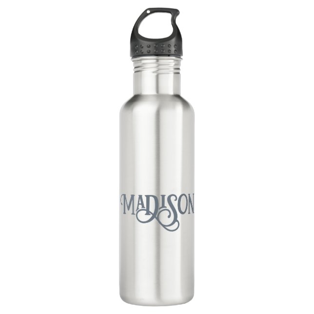 Minimalist Custom Name Stainless Steel Water Bottle (Front)