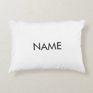 Minimalist custom name text black white accent pillow