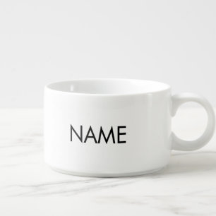 Minimalist Custom Name, text black white Bowl
