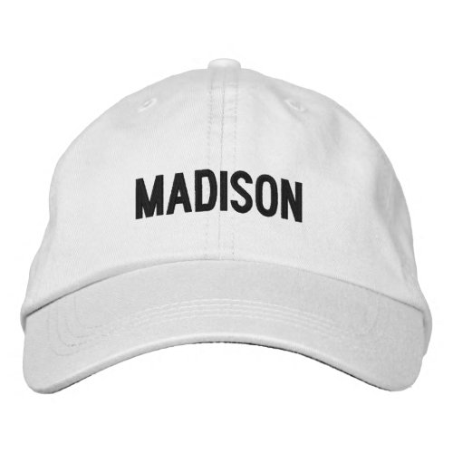 Minimalist Custom name text black white Embroidered Baseball Cap