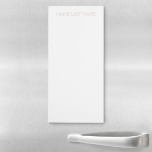 Minimalist Custom name text blush pink white Magnetic Notepad
