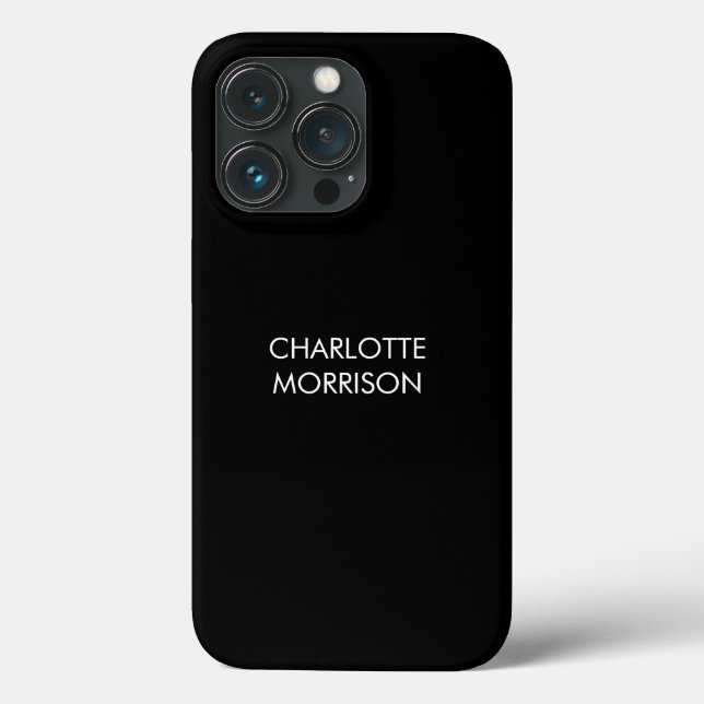 Minimalist custom name text monogram plain black  Case-Mate iPhone case (Back)