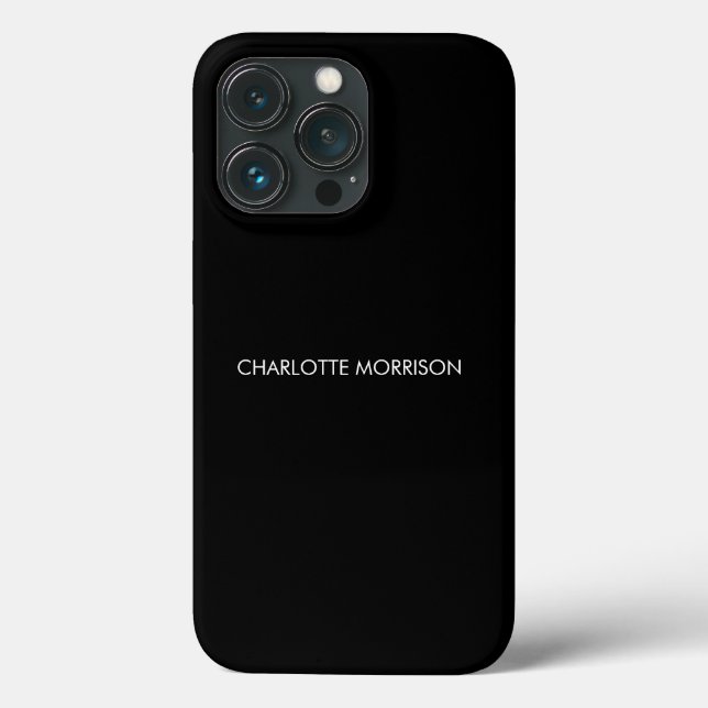Minimalist custom name text monogram plain black Case-Mate iPhone case (Back)