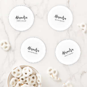 Minimalist Custom Name Wedding Party Coasters