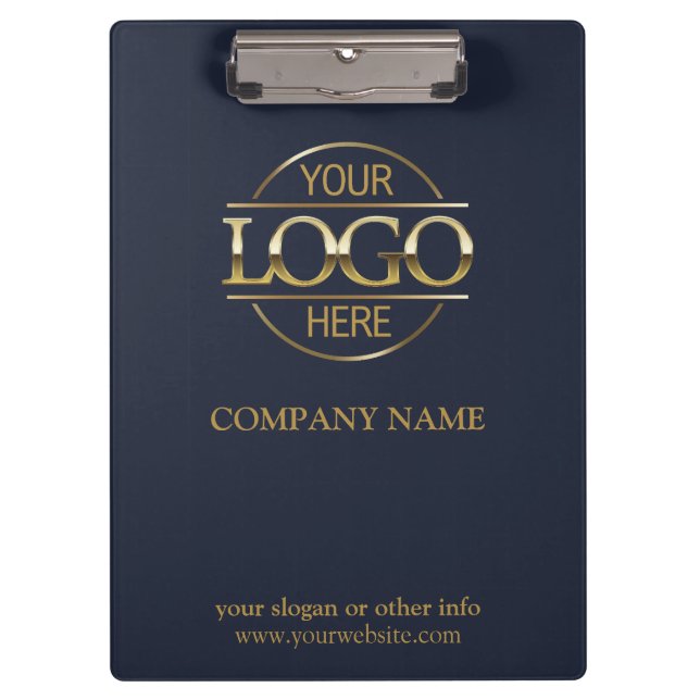 Minimalist Custom Navy Blue Company Business Logo Clipboard (Front)