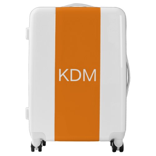 Minimalist Custom Orange Monogram Initials Luggage