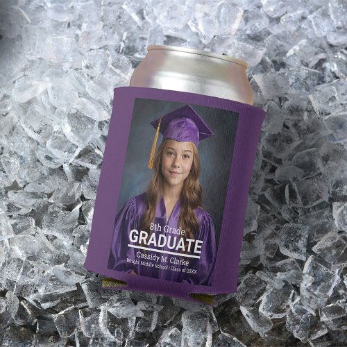 Minimalist Custom Photo 8th Grade Graduation Can Cooler