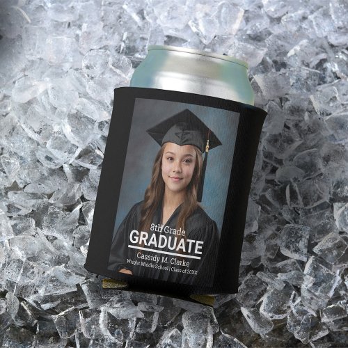 Minimalist Custom Photo 8th Grade Graduation Can Cooler