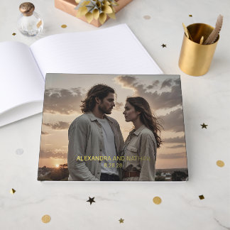 Minimalist Custom Photo and Foil Text DIY Guest Book