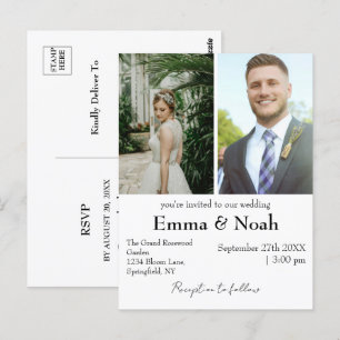 Minimalist Custom Photo Budget Wedding Invitation Postcard