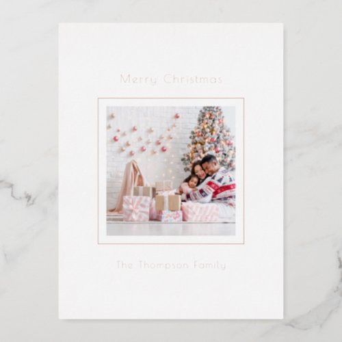 Minimalist Custom Photo Christmas Luxury Real Foil Holiday Postcard