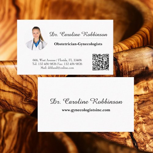 Minimalist custom photo doctor QR code basic Business Card