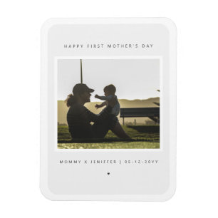 Minimalist Custom Photo First Mother's Day Modern Magnet