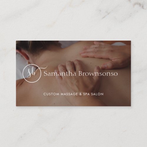 Minimalist Custom Photo Therapy Massage Business Card