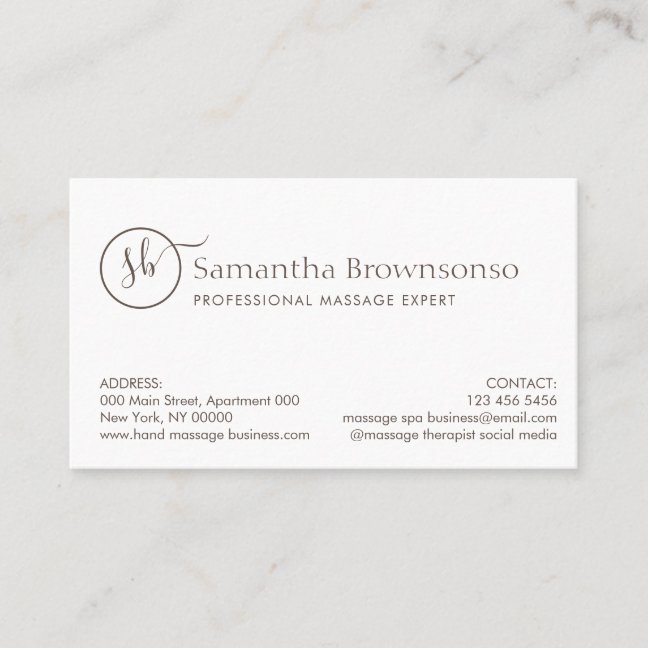 Minimalist Custom Photo Therapy Massage Business Card
