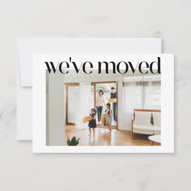 Minimalist Custom Photo We Moved New Home Address Note Card (Front)
