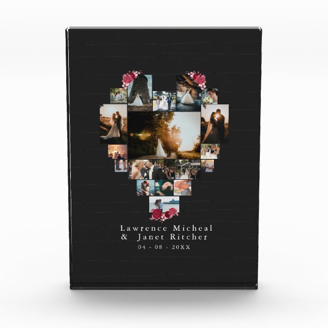 Minimalist custom pink 18 heart Shaped photos gift (Front)