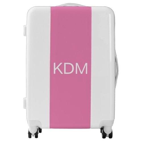 Minimalist Custom Pink Monogram Initials Luggage