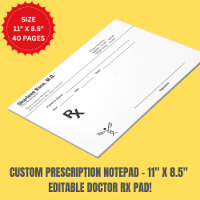 Minimalist Custom Prescription Notepad – Green Pad