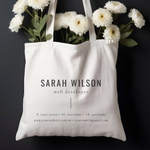 Minimalist Custom Promotional Business Company Tote Bag