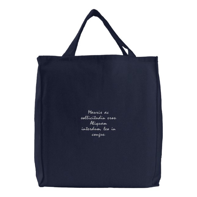 Minimalist custom quote embroidered bag (Front)