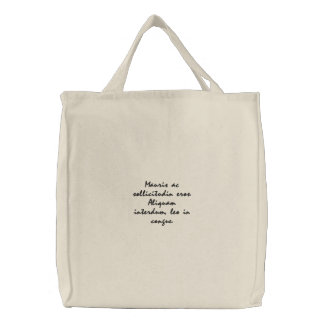 Minimalist custom quote embroidered bag
