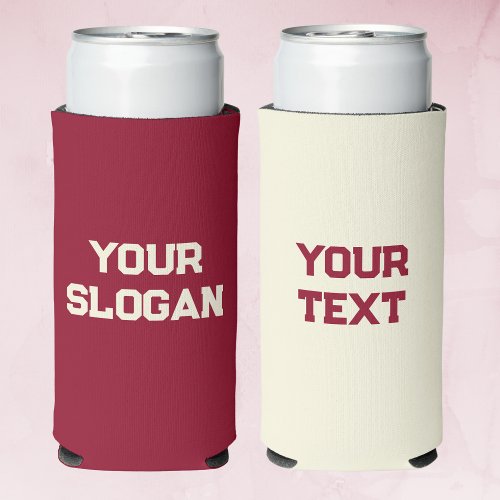 Minimalist Custom Red Burgundy and Yellow Colors  Seltzer Can Cooler