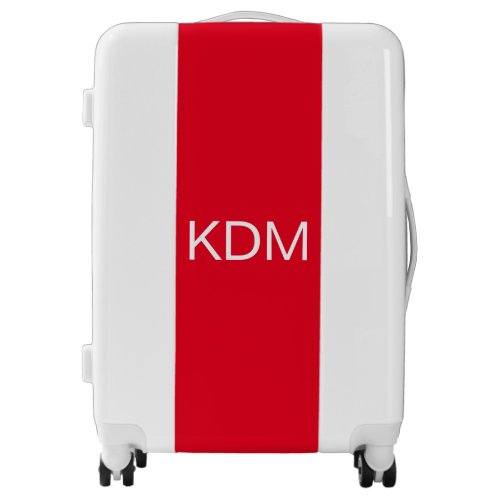 Minimalist Custom Red Monogram Initials Luggage