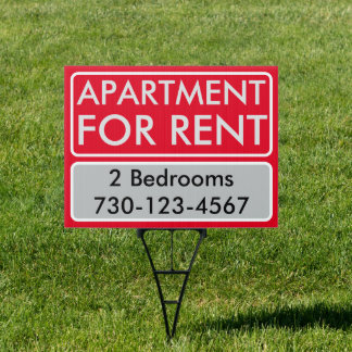 Minimalist Custom Red White Apartment For Rent Sign