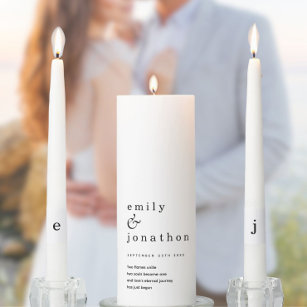 Minimalist Custom Romantic Quote Black Wedding Unity Candle Set