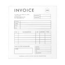 Minimalist Custom Small Business Invoice Receipt Notepad | Zazzle
