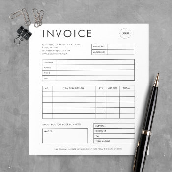 Minimalist Custom Small Business Invoice Receipt Notepad by ReplaceWithYourLogo at Zazzle