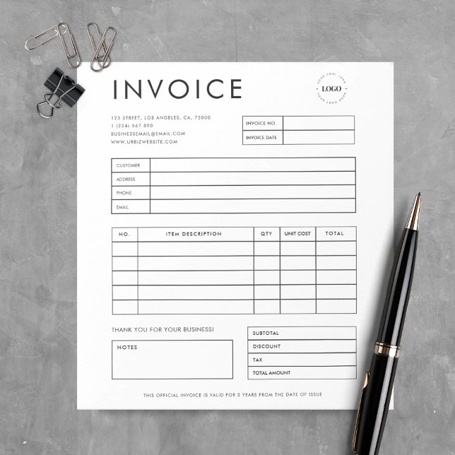 Minimalist Custom Small Business Invoice Receipt Notepad (Creator Uploaded)