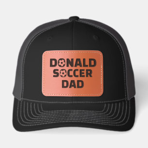 Minimalist Custom Soccer Dad/ Mom Name & Icon Leather Patch Hat