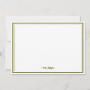 Minimalist Custom Stationery Olive Note Card