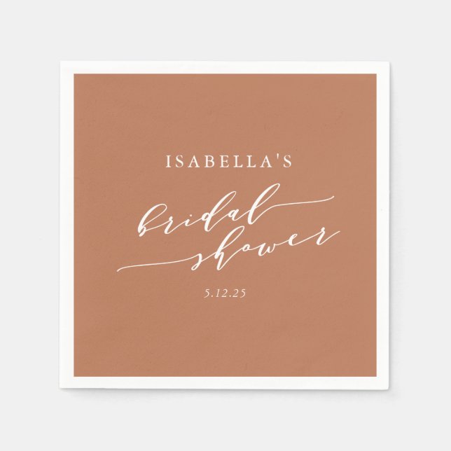 Minimalist Custom Terracotta Boho Bridal Shower Napkins (Front)
