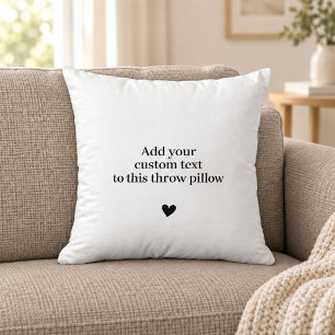 Minimalist Custom Text with Heart Keepsake Throw Pillow