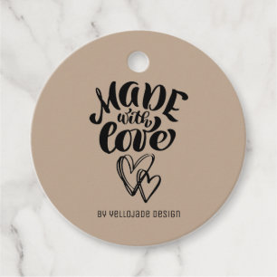 Minimalist Customizable Calligraphy Made with Love Favor Tags