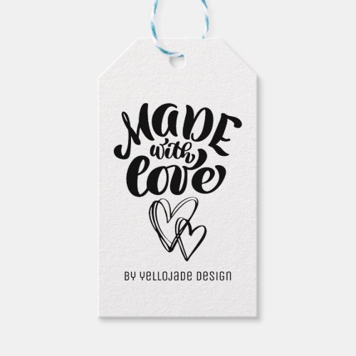 Minimalist Customizable Calligraphy Made with Love Gift Tags