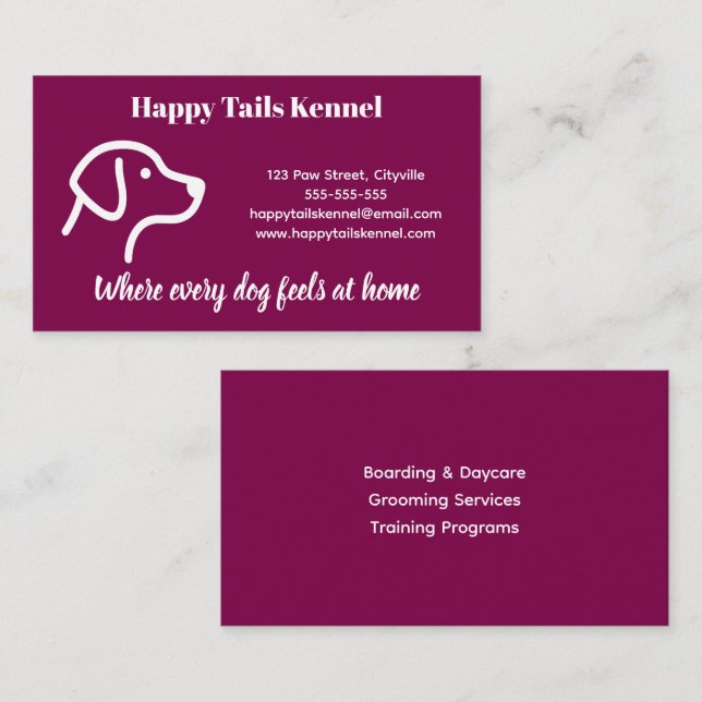 Minimalist  Customizable Kennel Business Card  (Front/Back)