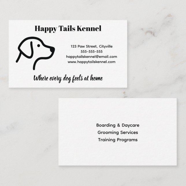 Minimalist  Customizable Kennel Business Card  (Front/Back)