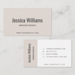 Minimalist Customizable Professional Beige Business Card