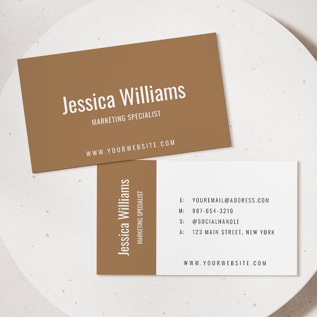 Minimalist Customizable Professional Brown Business Card (Creator Uploaded)