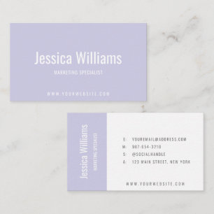 Minimalist Customizable Professional Lavender Business Card