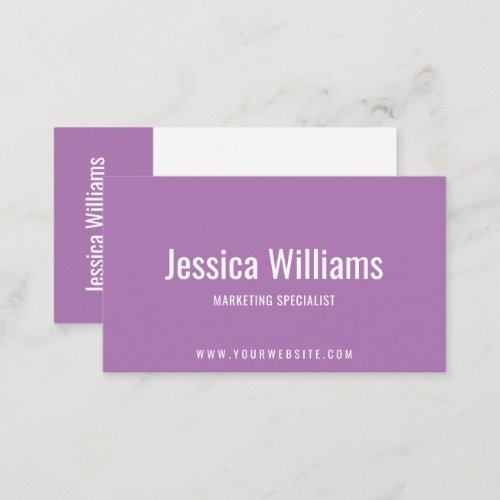 Minimalist Customizable Professional Purple Business Card