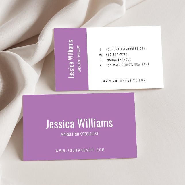 Minimalist Customizable Professional Purple Business Card (Creator Uploaded)