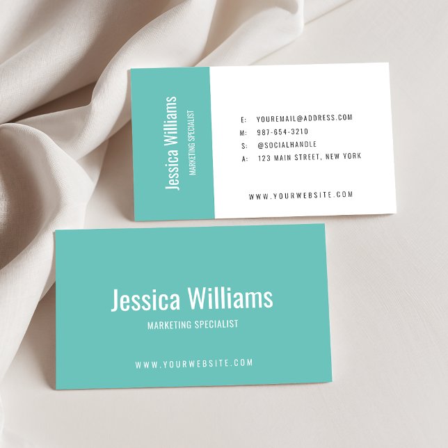 Minimalist Customizable Professional Teal Business Card (Creator Uploaded)
