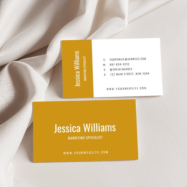 Minimalist Customized Professional Mustard Yellow Business Card (Creator Uploaded)