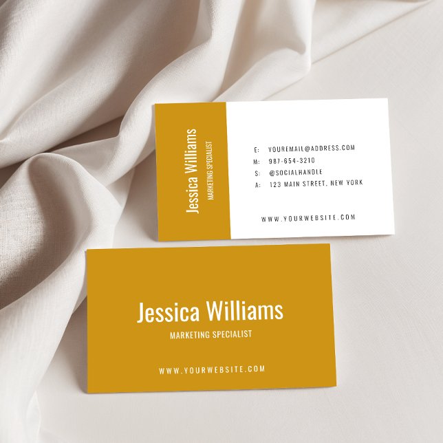 Minimalist Customized Professional Mustard Yellow Business Card (Creator Uploaded)