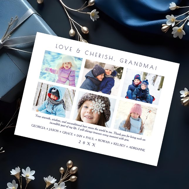 Minimalist Cute 6 Multi Photos Collage Keepsake (Minimalist Cute 6 Photos Collage Keepsake for Family: Mom, Nanna, dad... Cards. )